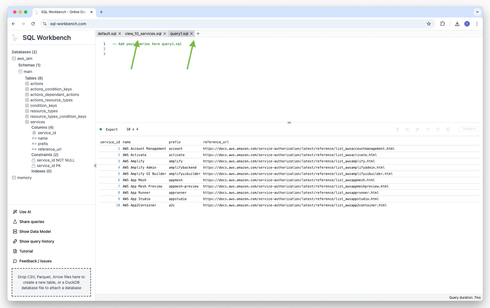 Multiple query tabs in SQL Workbench