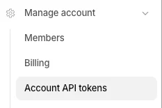 Account API Tokens page in the Cloudflare dashboard